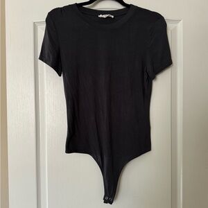 Dark gray short-sleeve bodysuit